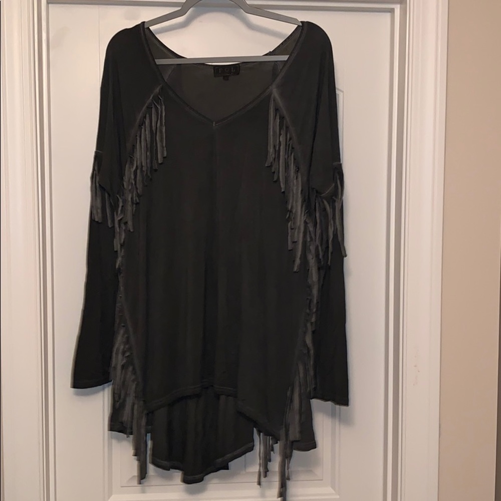 Gray Tunic Top with Fringe